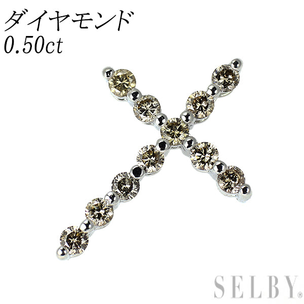 K18WG ダイヤモンド ペンダントトップ 0.50ct クロス
