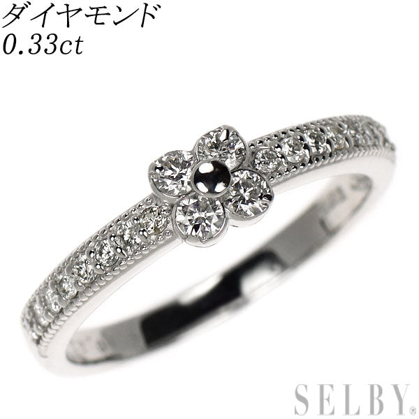 K18WG ダイヤモンド リング 0.33ct フラワー
