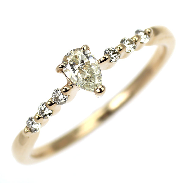 K18PG ペアシェイプ ダイヤモンド リング 0.22ct D0.12ct