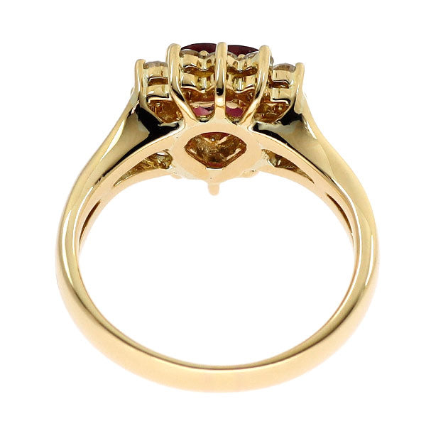 K18YG ハートシェイプ ルビー ダイヤモンド リング 0.78ct D0.38ct