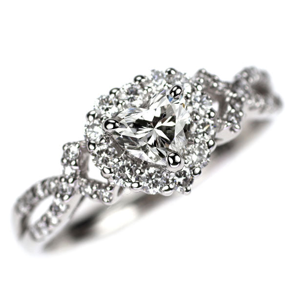 Pt900 ハートシェイプ ダイヤモンド  リング 0.370ct D0.32ct