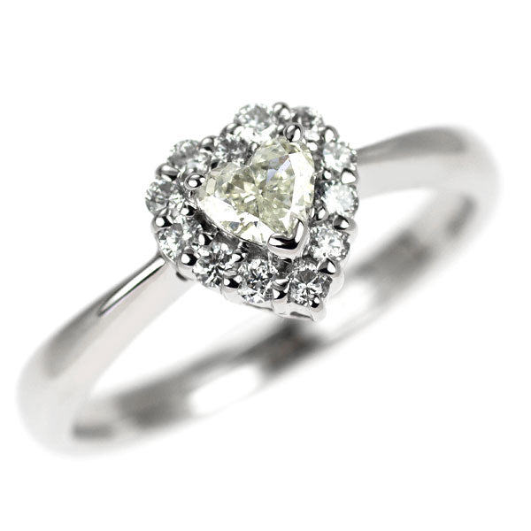 Pt900 ハートシェイプ ダイヤモンド リング 0.21ct D0.19ct