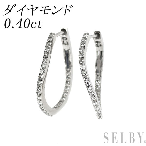 Pt900 ダイヤモンド フープ ピアス 0.40ct