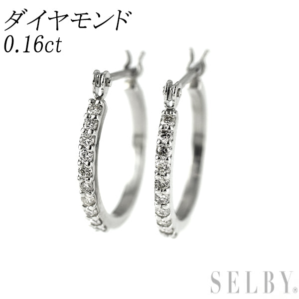Pt900 ダイヤモンド フープ ピアス 0.16ct