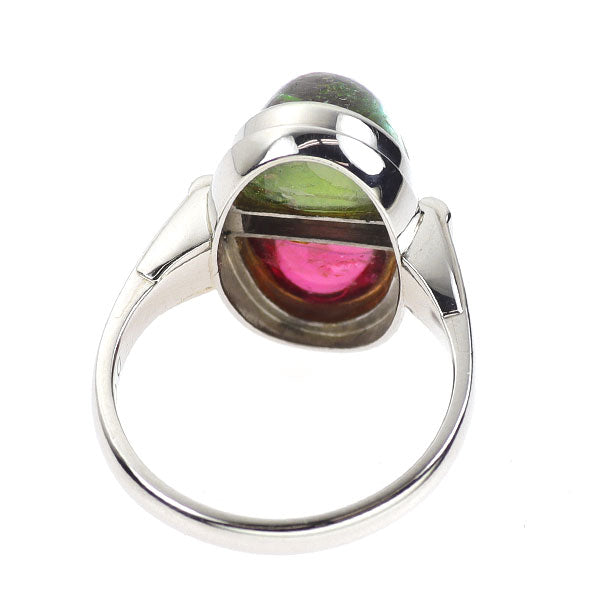 Pt900 グリーン/ピンク トルマリン ダイヤモンド リング 7.33ct D0.13ct