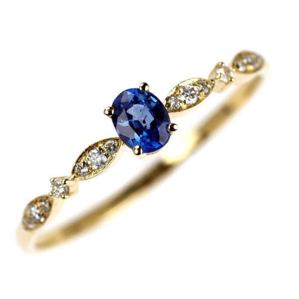 K18YG サファイア ダイヤモンド リング 0.302ct D0.10ct