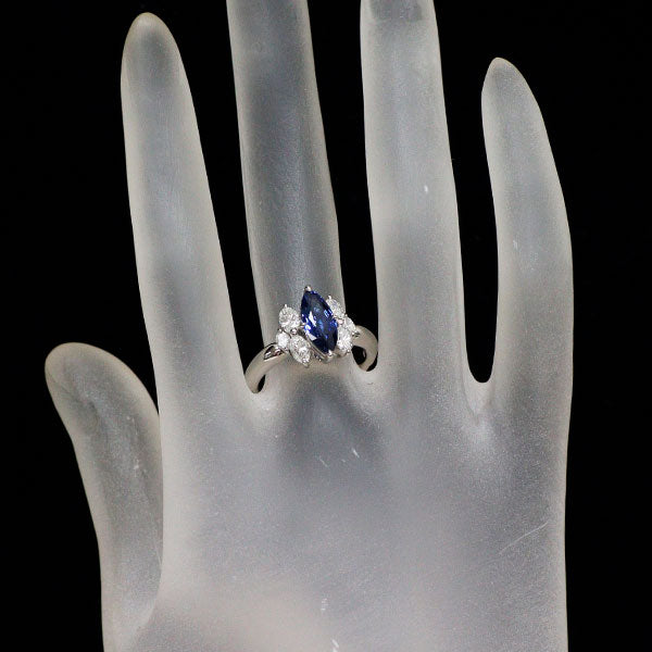 Pt900 マーキス サファイア ダイヤモンド リング 1.51ct D0.876ct