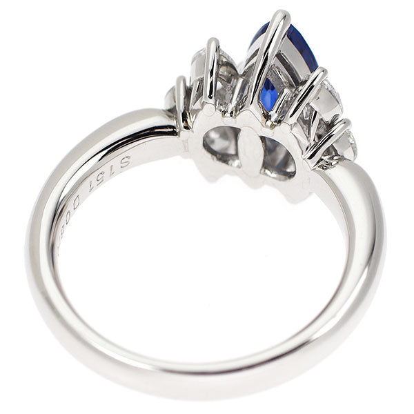 Pt900 マーキス サファイア ダイヤモンド リング 1.51ct D0.876ct