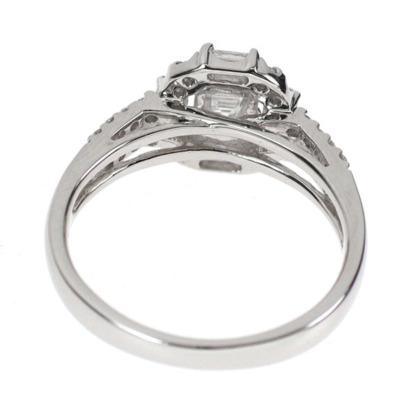 Pt900 スクエアカット ダイヤモンド リング 0.211ct D0.32ct