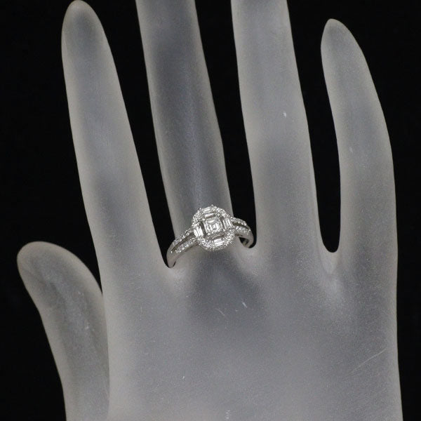 Pt900 スクエアカット ダイヤモンド リング 0.211ct D0.32ct
