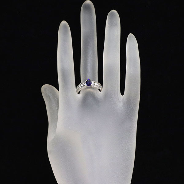 Pt900 サファイア ダイヤモンド リング 0.63ct D0.61ct