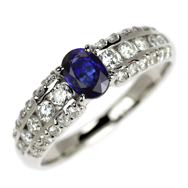 Pt900 サファイア ダイヤモンド リング 0.63ct D0.61ct