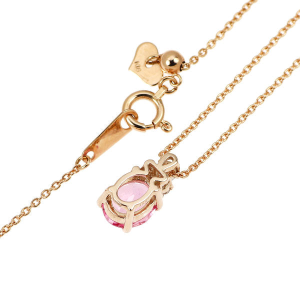 K18PG ピンクサファイア ダイヤモンド ペンダントネックレス 0.887ct D0.08ct