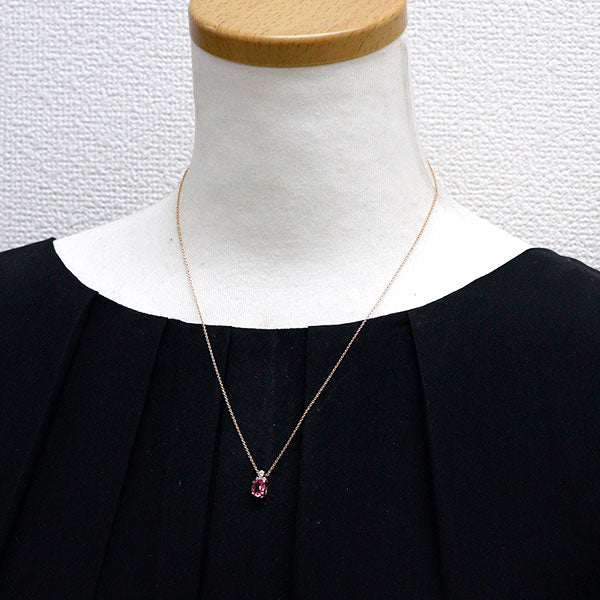 K18PG ピンクサファイア ダイヤモンド ペンダントネックレス 0.887ct D0.08ct