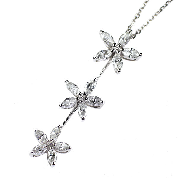 K18WG ダイヤモンド ペンダントネックレス 1.50ct フラワー