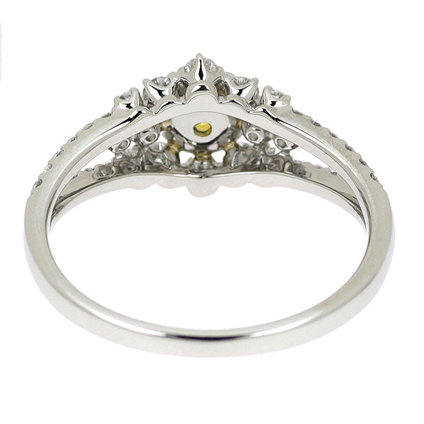Pt900 天然オレンジイエロー ダイヤモンド リング 0.331ct FIOY VS1 D0.44ct