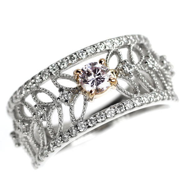 希少 Pt900/ K18PG 天然ピンクパープル ダイヤモンド リング 0.202ct LPP I1 G/G D0.36ct