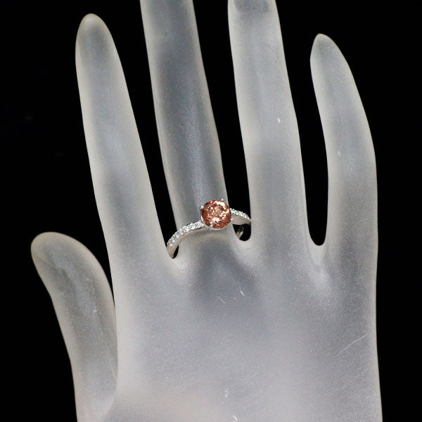K18WG オレンジジルコン ダイヤモンド リング 2.00ct D0.17ct