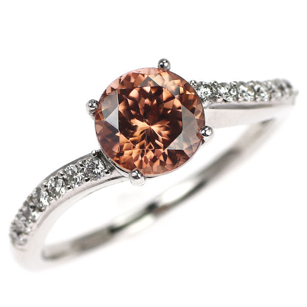 K18WG オレンジジルコン ダイヤモンド リング 2.00ct D0.17ct