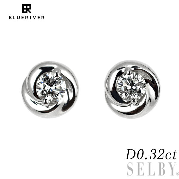 ブルーリバー Pt900/ K14WG ダイヤモンド ピアス 0.32ct