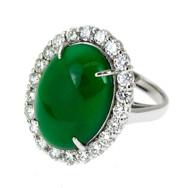 Pt900 翡翠 ダイヤモンド リング 9.519ct D1.49ct