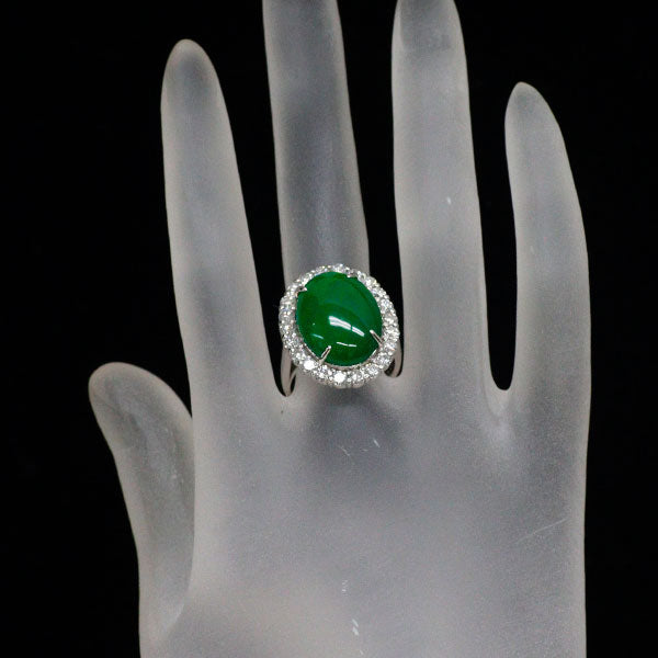 Pt900 翡翠 ダイヤモンド リング 9.519ct D1.49ct