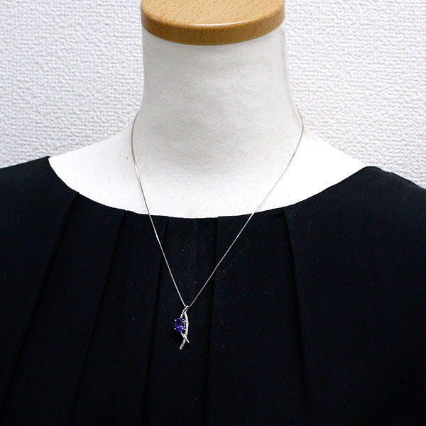 K18WG タンザナイト ダイヤモンド ペンダントネックレス 1.80ct D0.12ct