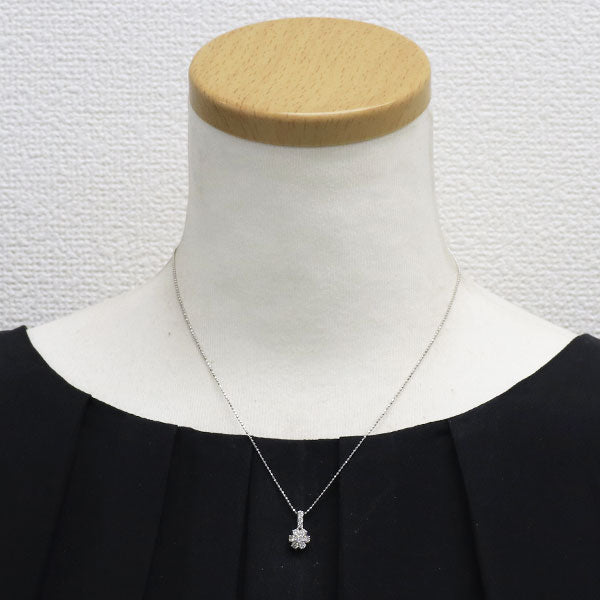 K18WG ダイヤモンド ペンダントネックレス 0.50ct フラワー