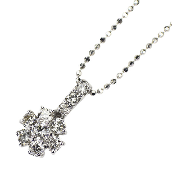 K18WG ダイヤモンド ペンダントネックレス 0.50ct フラワー
