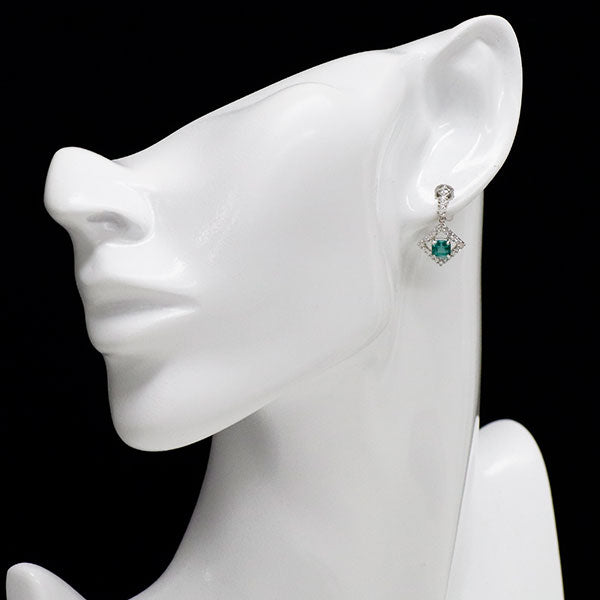 Pt950/ Pt900 エメラルド ダイヤモンド ピアス 1.069ct D0.54ct