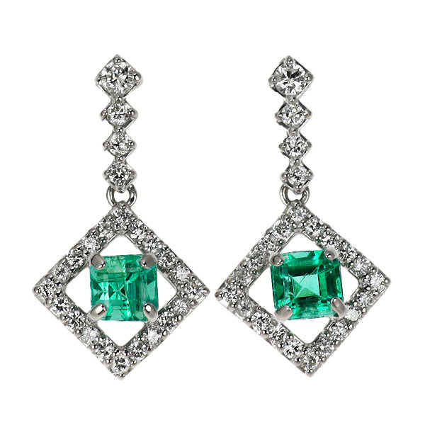 Pt950/ Pt900 エメラルド ダイヤモンド ピアス 1.069ct D0.54ct