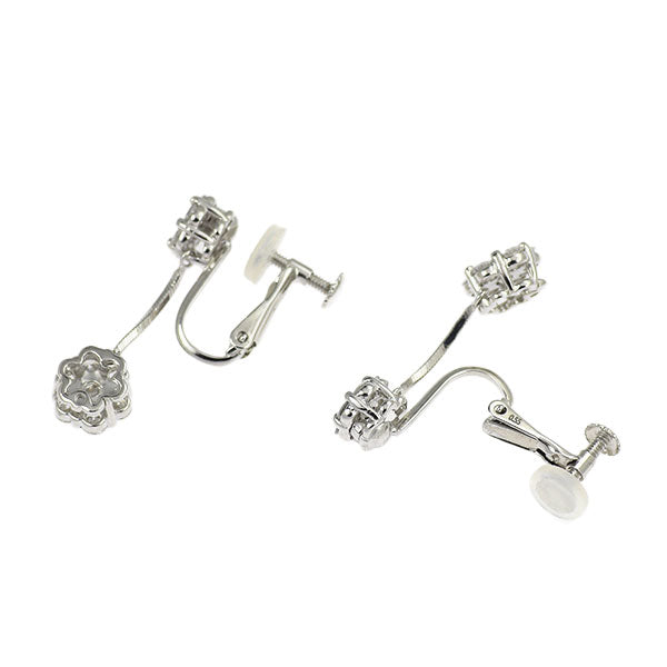 K14WG ダイヤモンド イヤリング 1.10ct フラワー
