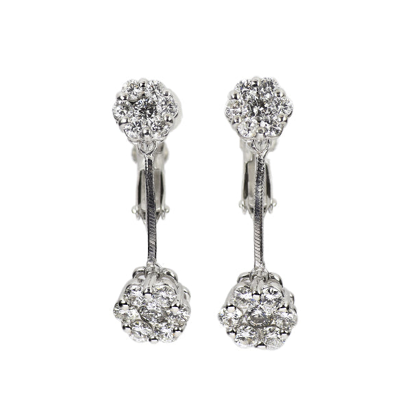 K14WG ダイヤモンド イヤリング 1.10ct フラワー