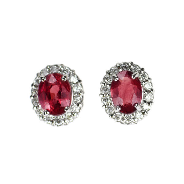 Pt900 ルビー ダイヤモンド ピアス 0.62ct D0.14ct