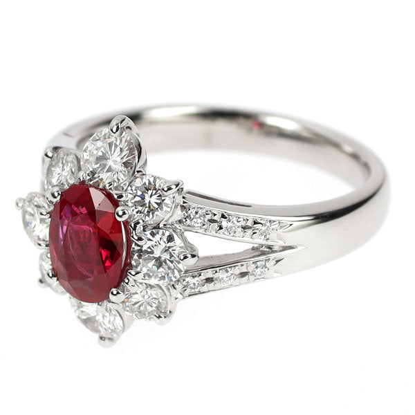 Pt900 ルビー ダイヤモンド リング 0.66ct D0.95ct