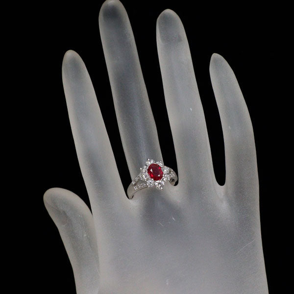 Pt900 ルビー ダイヤモンド リング 0.66ct D0.95ct