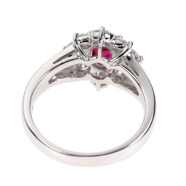 Pt900 ルビー ダイヤモンド リング 0.66ct D0.95ct
