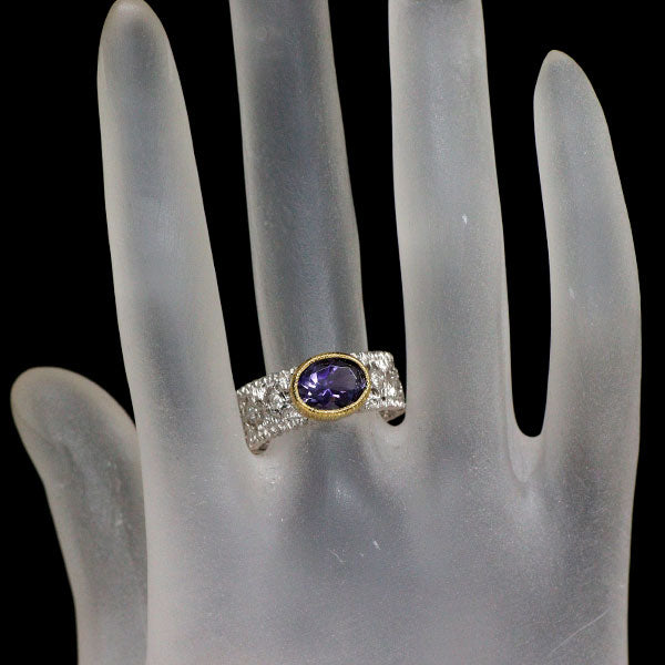 K18YG/WG アイオライト ダイヤモンド リング 1.48ct D0.06ct
