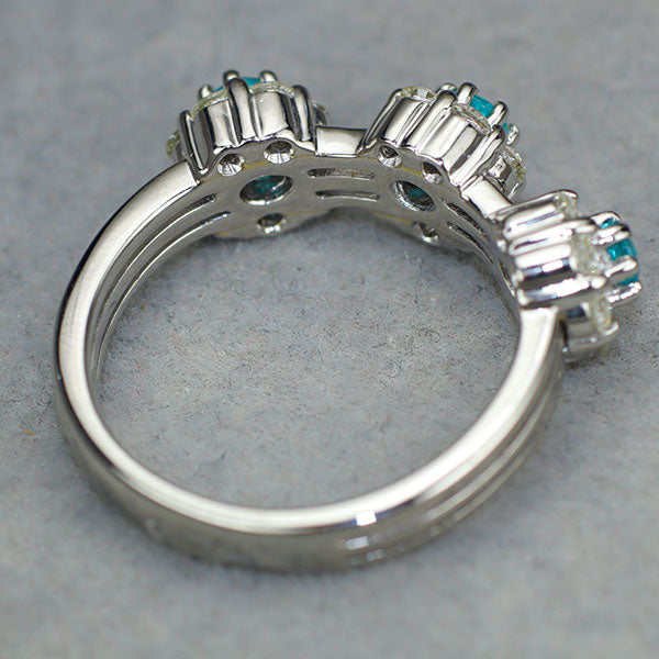 Pt900 全石ブラジル産パライバトルマリン ダイヤモンド リング 0.32ct D0.70ct 希少石 レアストーン