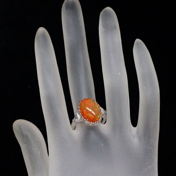Pt900 ファイアーオパール ダイヤモンド リング 6.73ct D0.61ct