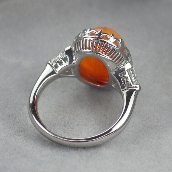 Pt900 ファイアーオパール ダイヤモンド リング 6.73ct D0.61ct