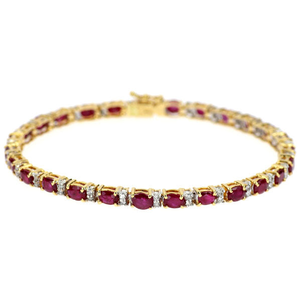 K18YG/ WG ルビー ダイヤモンド テニス ブレスレット 7.23ct D0.48ct
