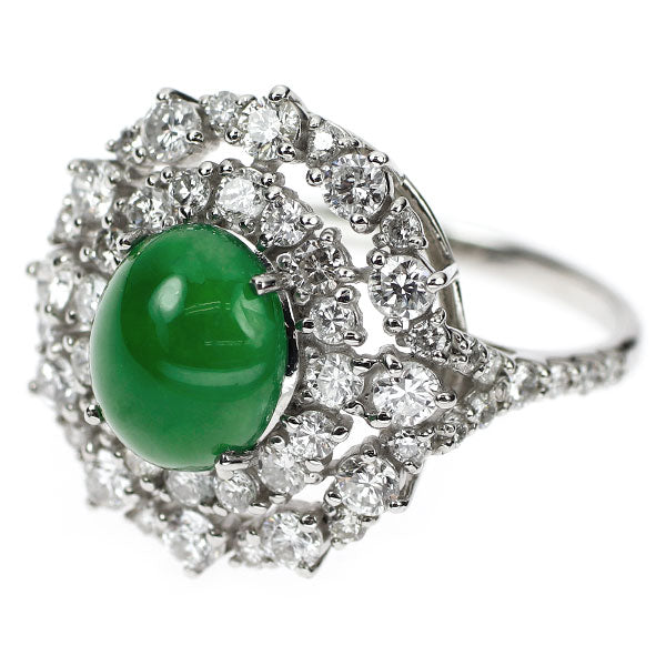 Pt950 翡翠 ダイヤモンド リング 2.312ct D1.25ct