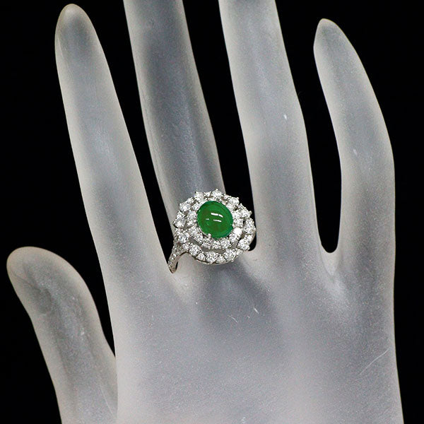 Pt950 翡翠 ダイヤモンド リング 2.312ct D1.25ct