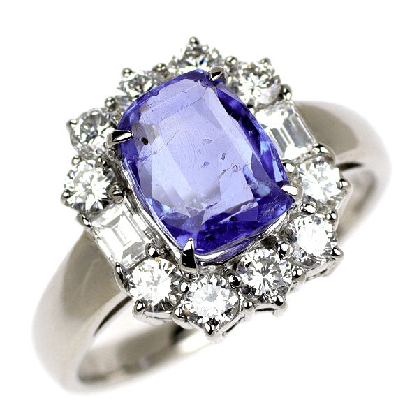 Pt900 スリランカ産 非加熱サファイア ダイヤモンド リング 2.84ct D0.88ct
