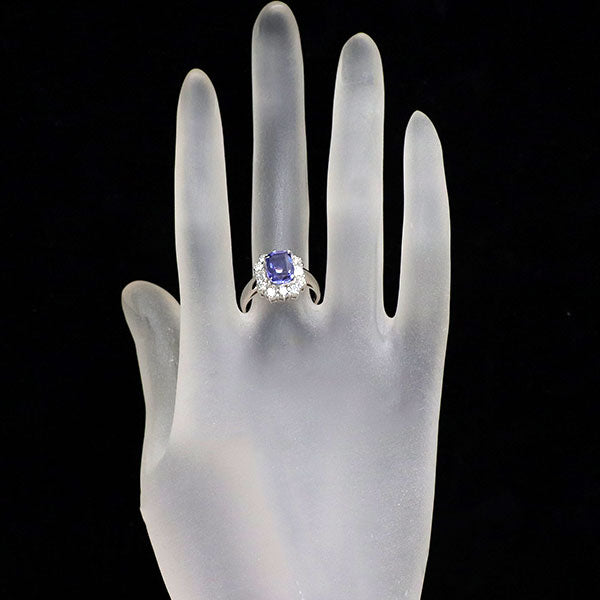 Pt900 スリランカ産 非加熱サファイア ダイヤモンド リング 2.84ct D0.88ct