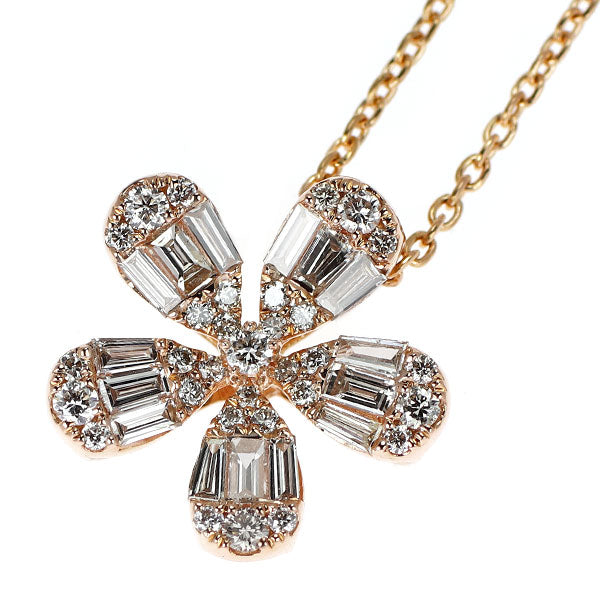 K18PG ダイヤモンド ペンダントネックレス 0.70ct フラワー