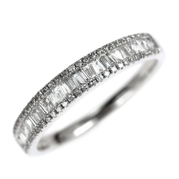 K18WG テーバーバケット/シングルカット ダイヤモンド リング 0.35ct ハーフエタニティ