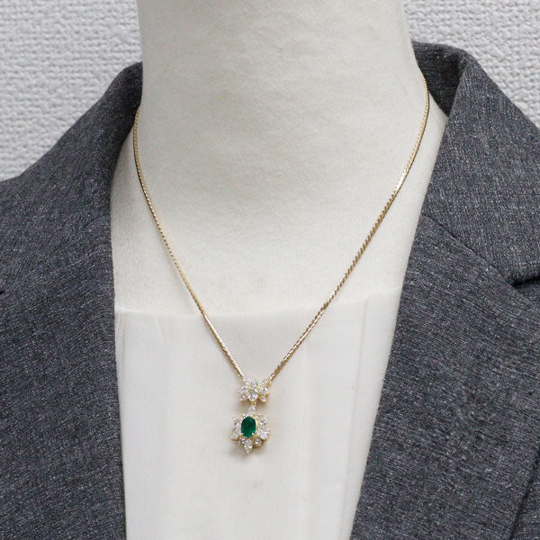 K18YG エメラルド ダイヤモンド ペンダントネックレス 0.87ct 2.23ct