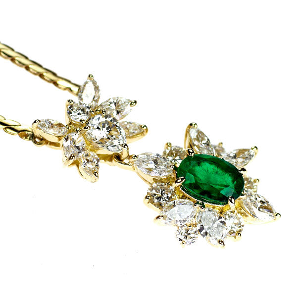 K18YG エメラルド ダイヤモンド ペンダントネックレス 0.87ct 2.23ct